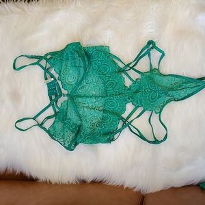 Candy Apple Green Bondage scrappy teddy bodysuit lingerie